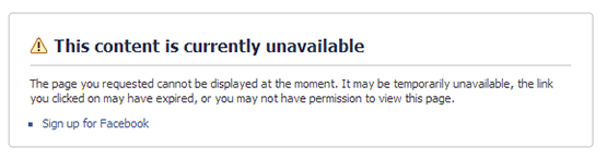 Facebook Unavailable