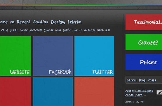 New Home Page for ReverbStudios.ie